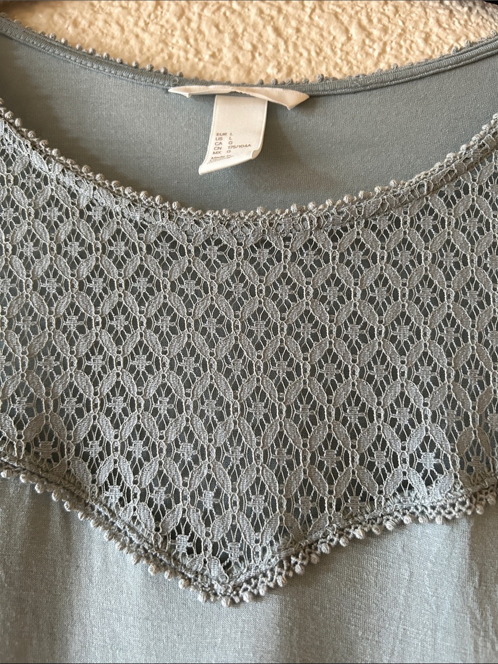 H&M Lace Yoke Tank Top - Sage Green - Picture 2 of 9